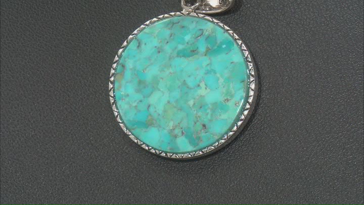 Blue Turquoise and Coin Replica Reversible Sterling Silver Enhancer with Chain Video Thumbnail